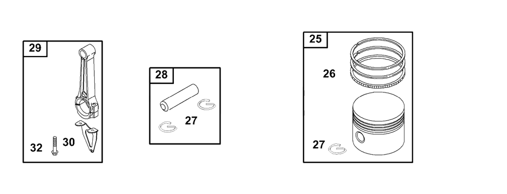 Piston Group Diagram and Parts List for 133232-1012-XX  Briggs and Stratton Engine